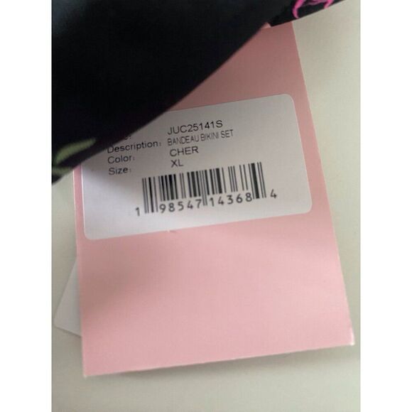 Juicy Couture Bandeau Cherries Cherry Bikini Set Women’s Sz XL Ruched Bottom NEW - Picture 4 of 11